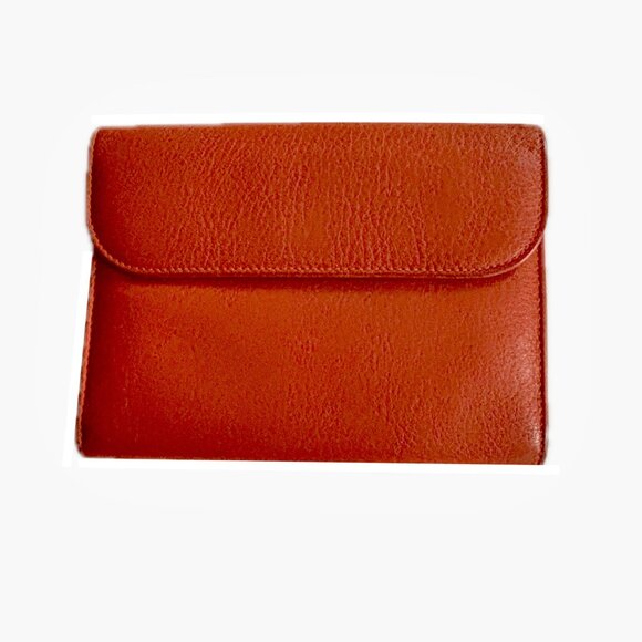 Yancci Womens Small Flap Wallet Orange Leather Bifold Wallet EUC - Picture 12 of 13
